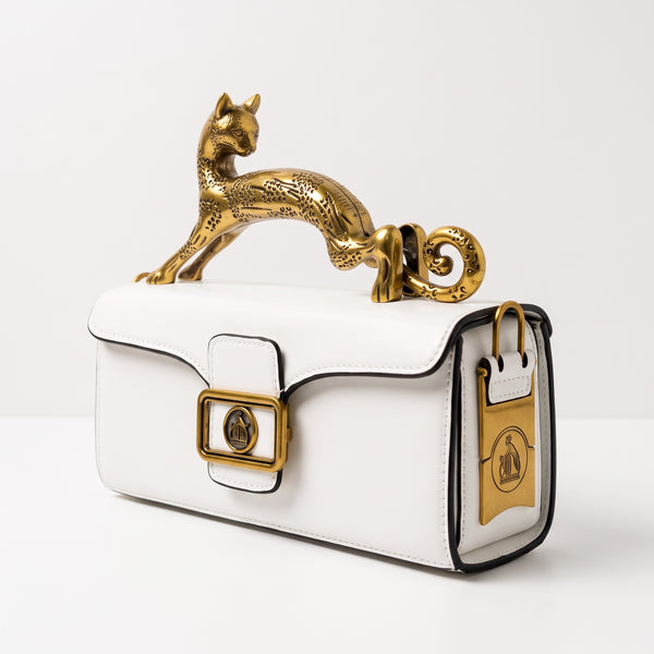 Lanvin Shoulder Bag – White Gold Cat 🐆