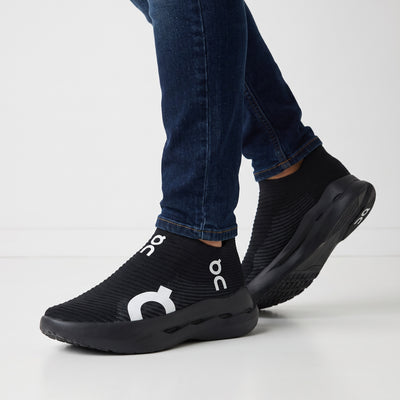 black On sock-style slip-on sneaker with CLOUDTEC sole and large logo