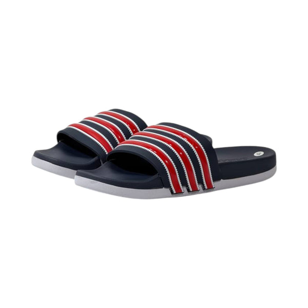 🩴 Adidas Adilette Heritage Slides – Navy Red Stripe Edition 🔵🔴✨