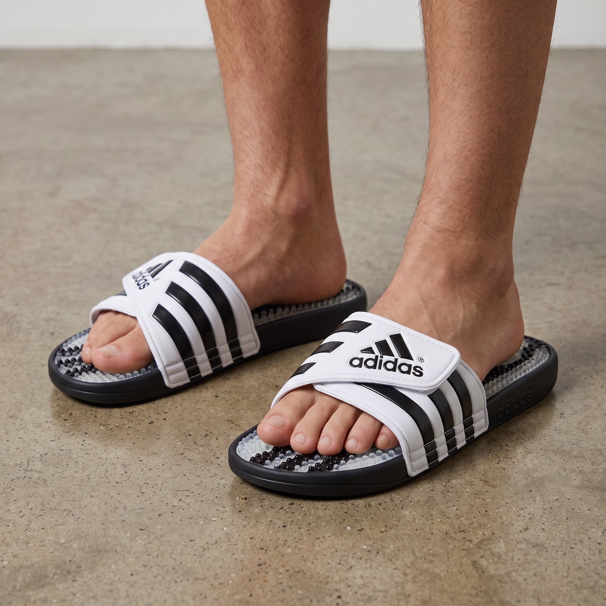 Adidas Adissage Slides – White/Black 🩴 - MASTERPIECE