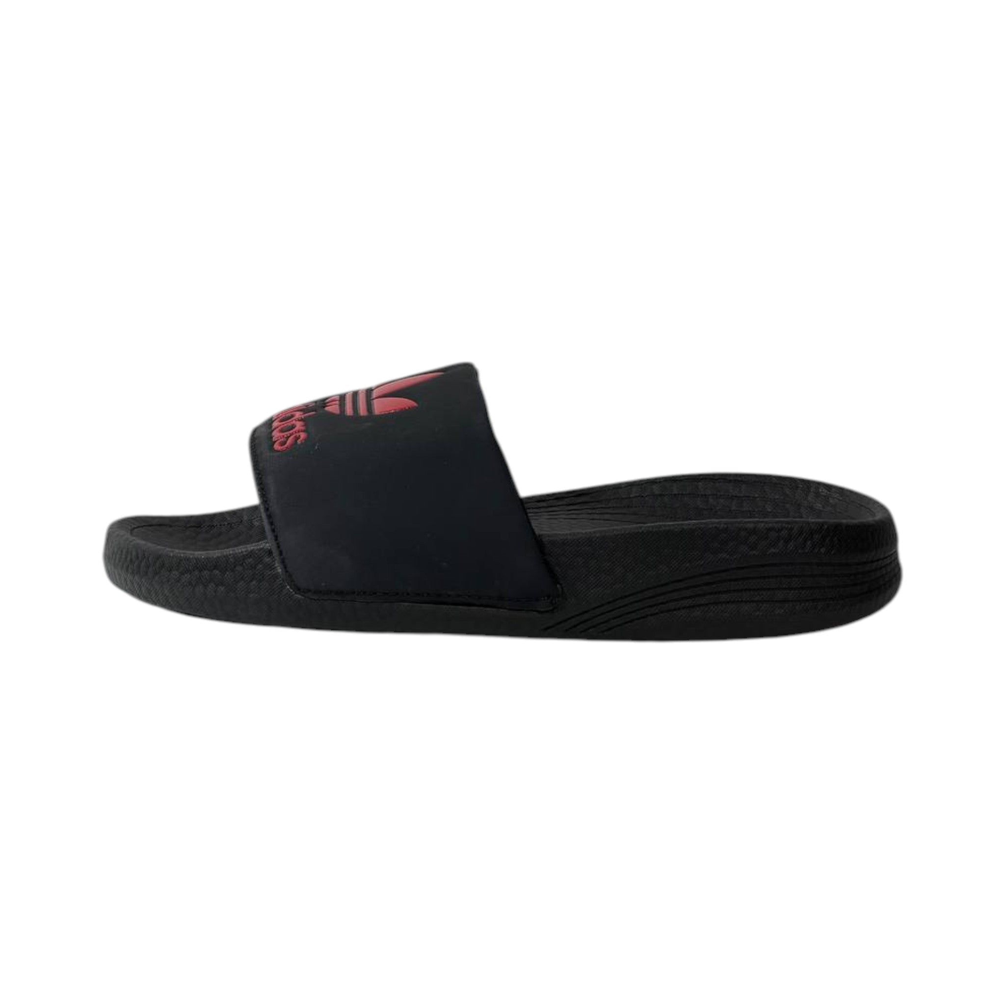 🩴 Adidas Originals Trefoil Slides – Black & Red Edition 🔴🖤✨ - MASTERPIECE