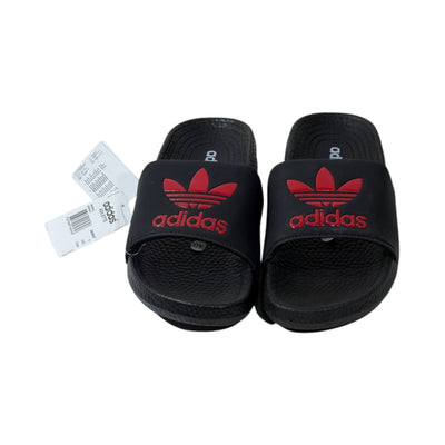 🩴 Adidas Originals Trefoil Slides – Black & Red Edition 🔴🖤✨ - MASTERPIECE