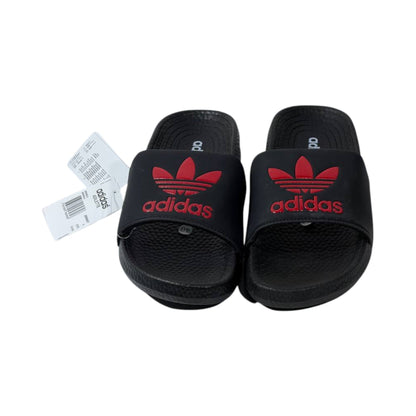 🩴 Adidas Originals Trefoil Slides – Black & Red Edition 🔴🖤✨ - MASTERPIECE