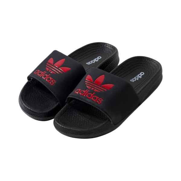 Adidas Originals Trefoil Slides — Black & Red