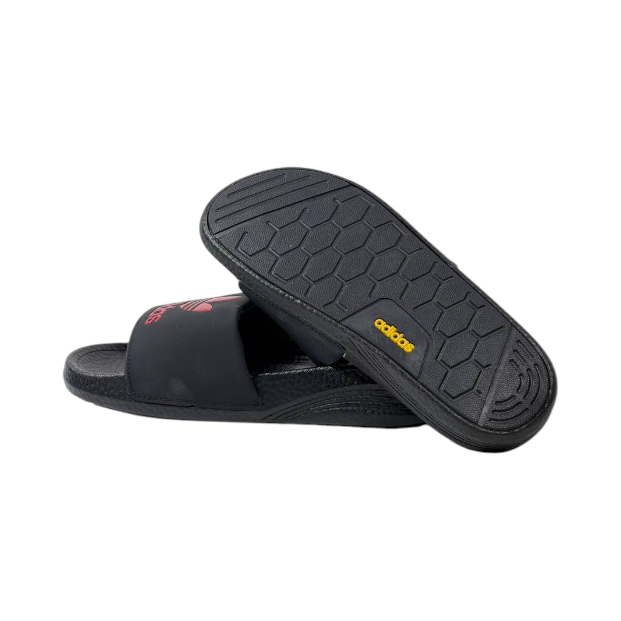 🩴 Adidas Originals Trefoil Slides – Black & Red Edition 🔴🖤✨ - MASTERPIECE