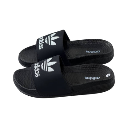 🩴 Adidas Originals Trefoil Slides – Classic Black Edition 🖤🤍✨ - MASTERPIECE