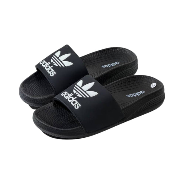 🩴 Adidas Originals Trefoil Slides – Classic Black Edition 🖤🤍✨