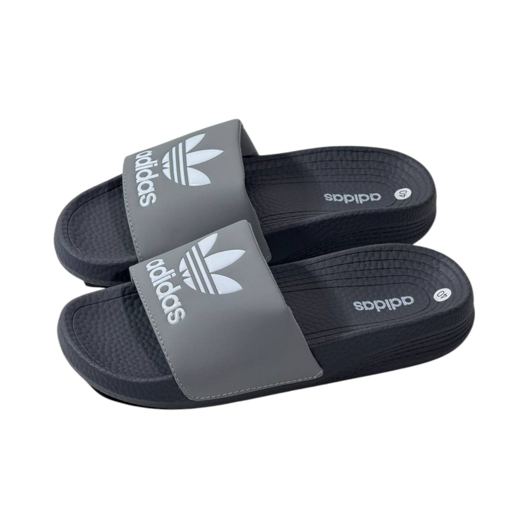 🩶 Adidas Originals Trefoil Slides – Urban Grey Edition ⚪🔥 - MASTERPIECE