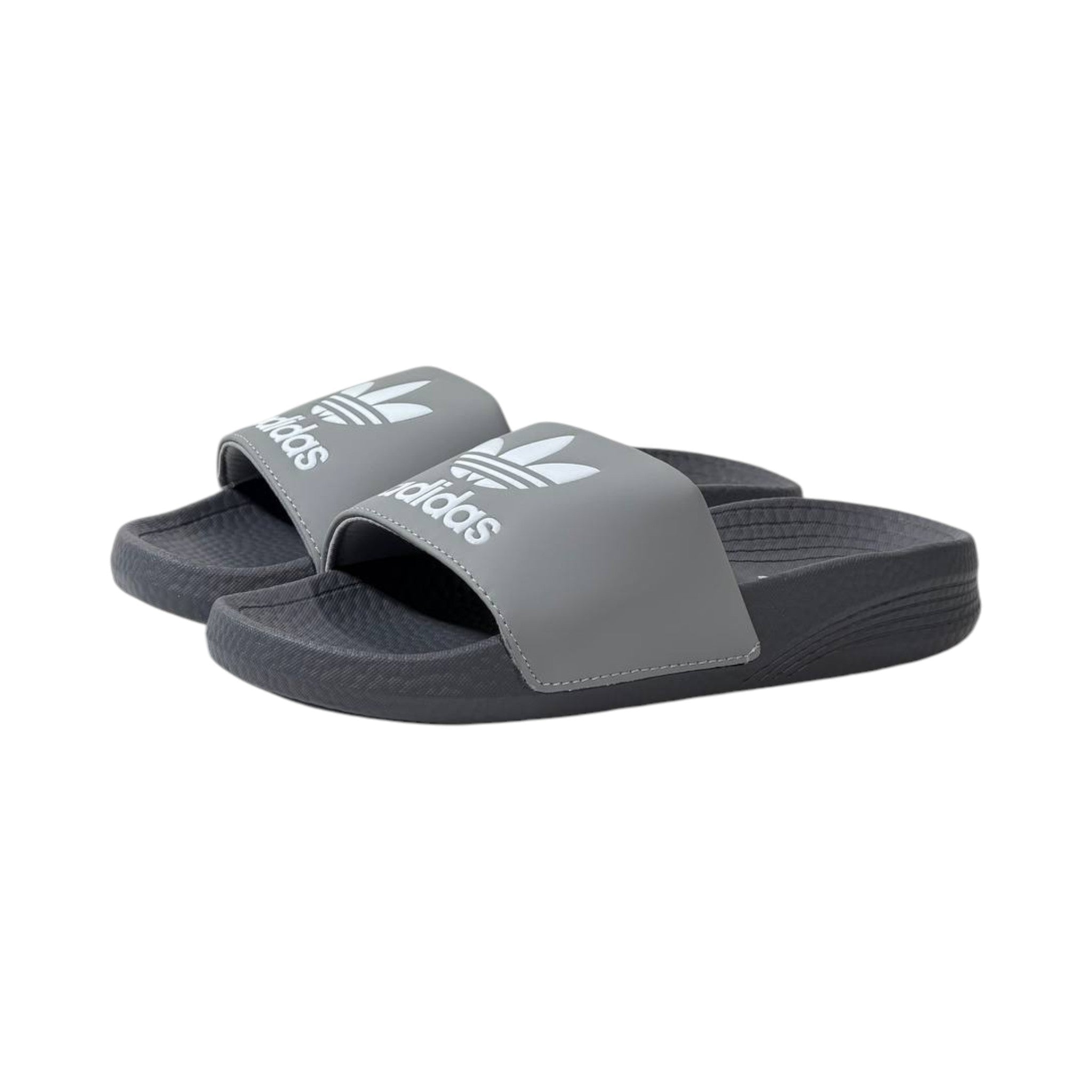 🩶 Adidas Originals Trefoil Slides – Urban Grey Edition ⚪🔥 - MASTERPIECE
