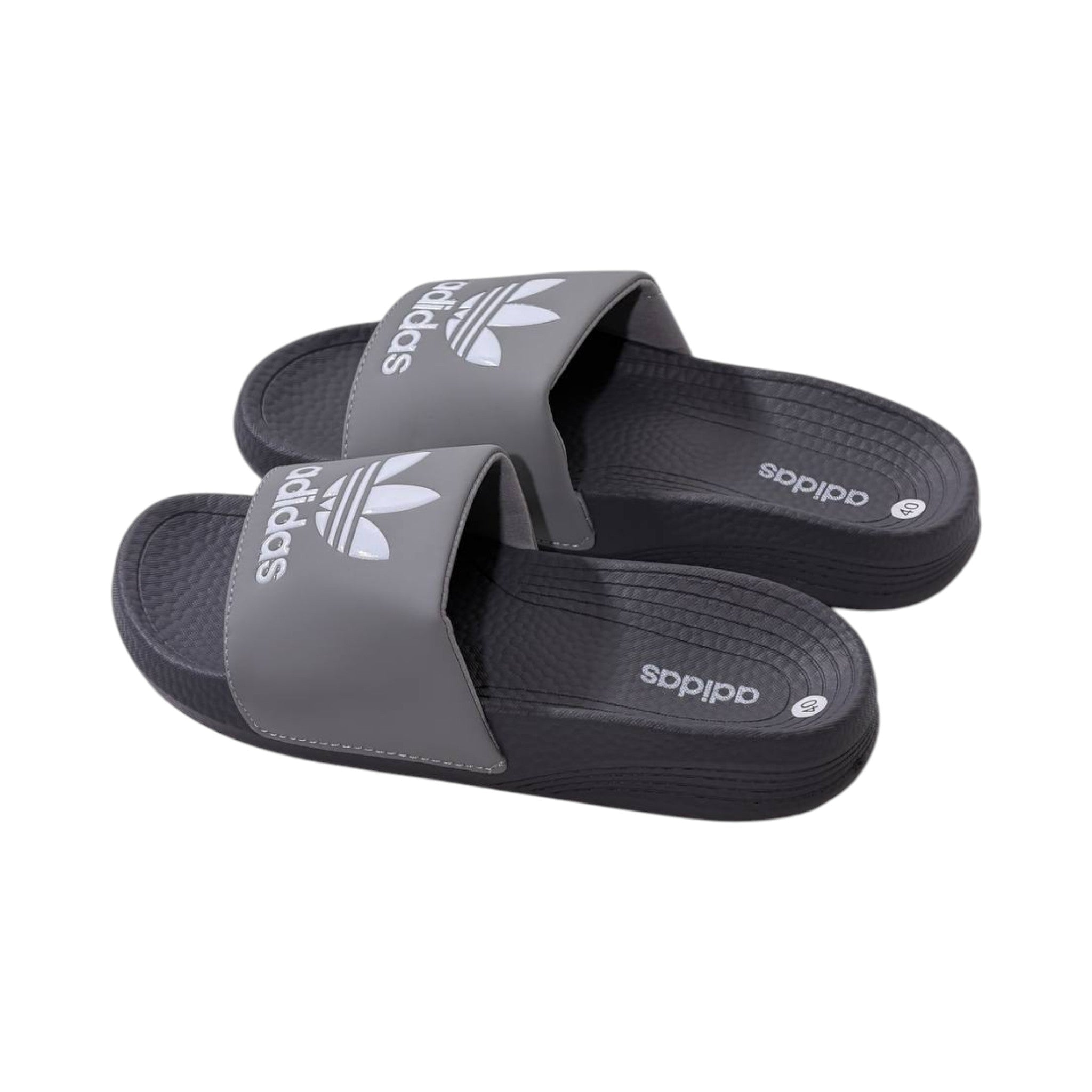🩶 Adidas Originals Trefoil Slides – Urban Grey Edition ⚪🔥 - MASTERPIECE
