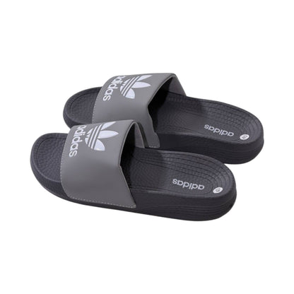 🩶 Adidas Originals Trefoil Slides – Urban Grey Edition ⚪🔥 - MASTERPIECE