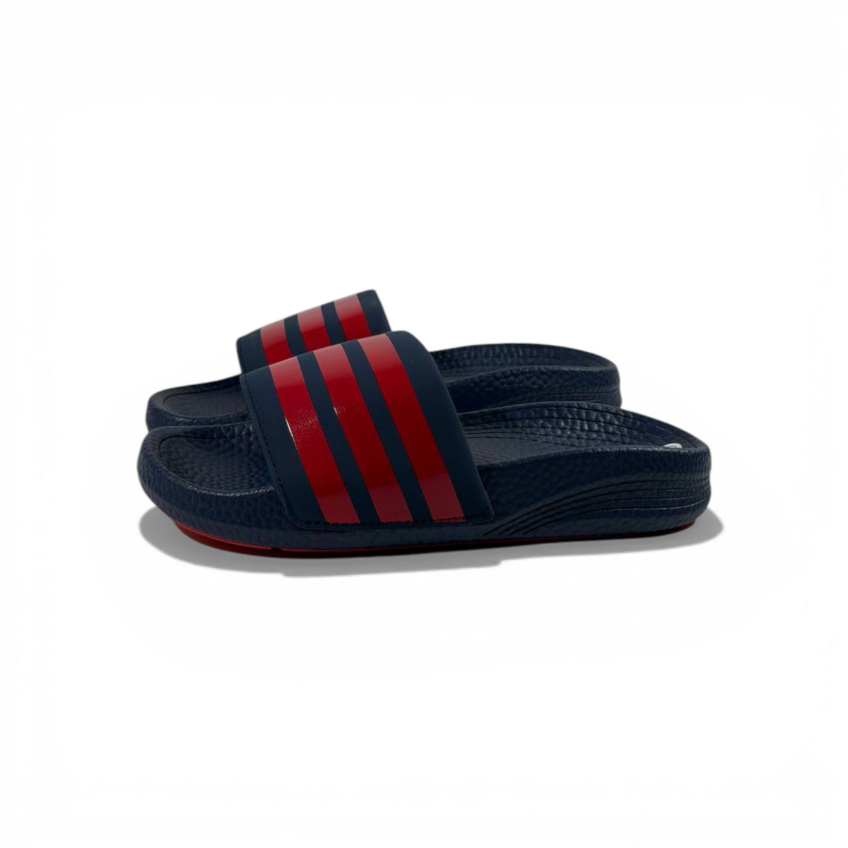 🔵 Adidas Slides – Navy & Red Stripes Edition 🔴🔥 - MASTERPIECE