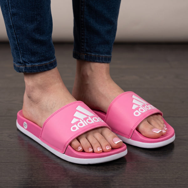 Adidas Slides – Pink Logo Slide 🩷