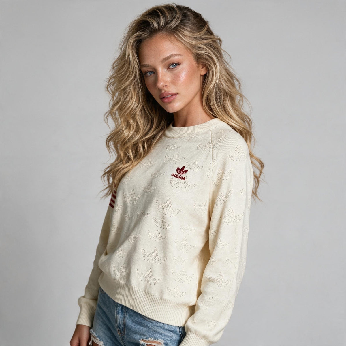 Adidas Sweater – Cream Trefoil Knit Casual - MASTERPIECE