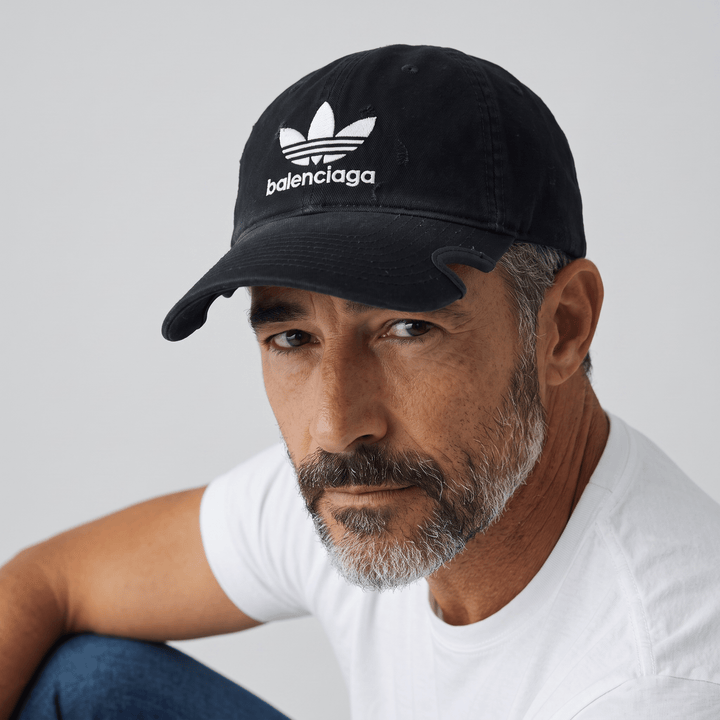 Adidas x Balenciaga Distressed Cotton Cap — Black