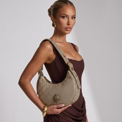 gold crystal Kurt Geiger hobo shoulder bag with gold hardware