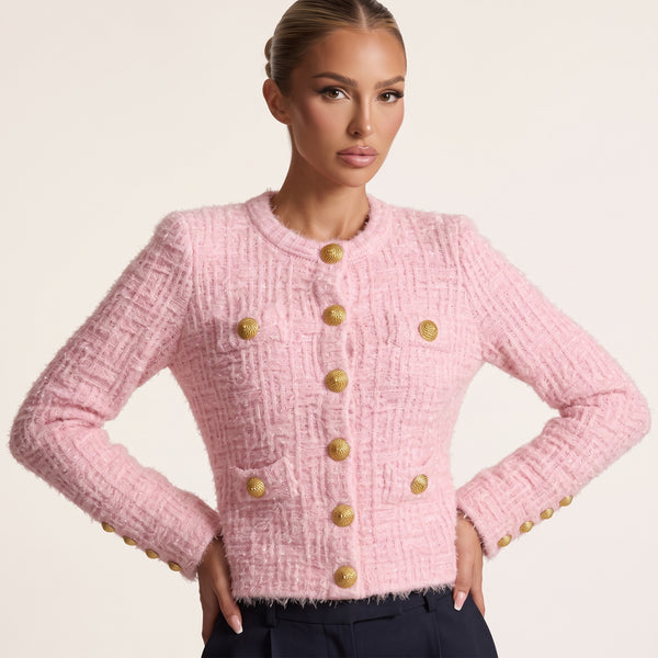 Balmain Tweed Cardigan – Pink Bouclé 🌸