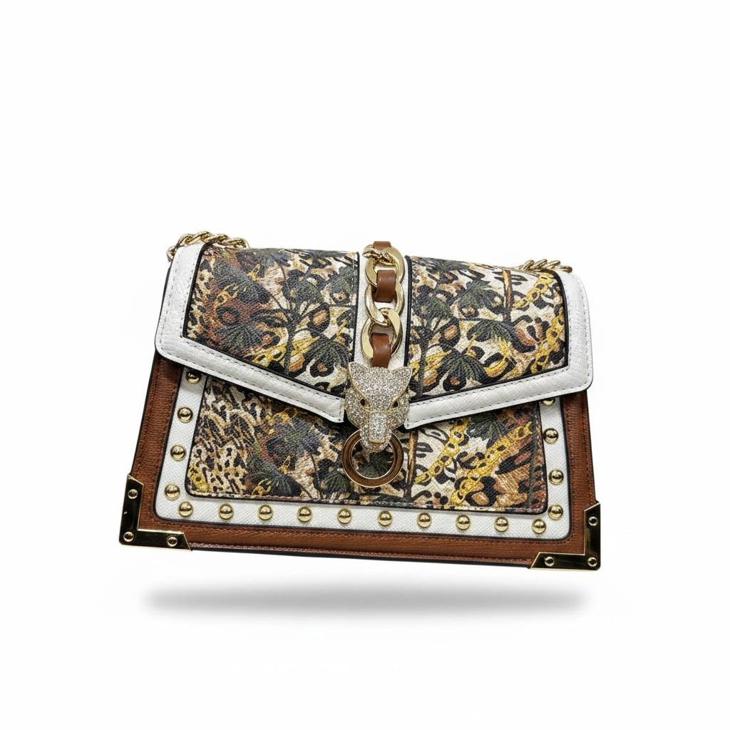ALDO Panther Charm Floral Studded Shoulder Bag 🐆✨ Luxury Statement Crossbody Purse - MASTERPIECE