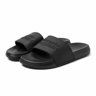 Alexander McQueen All-Black Logo Slides 🖤🔥 | Minimal Luxury Summer Essential 👑 - MASTERPIECE