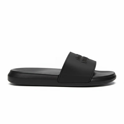 Alexander McQueen All-Black Logo Slides 🖤🔥 | Minimal Luxury Summer Essential 👑 - MASTERPIECE