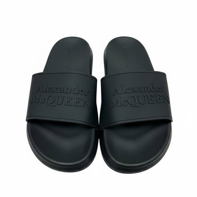 Alexander McQueen All-Black Logo Slides 🖤🔥 | Minimal Luxury Summer Essential 👑 - MASTERPIECE