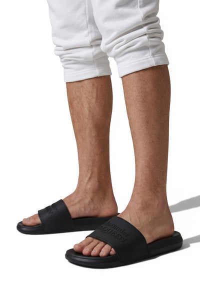Alexander McQueen All-Black Logo Slides 🖤🔥 | Minimal Luxury Summer Essential 👑 - MASTERPIECE