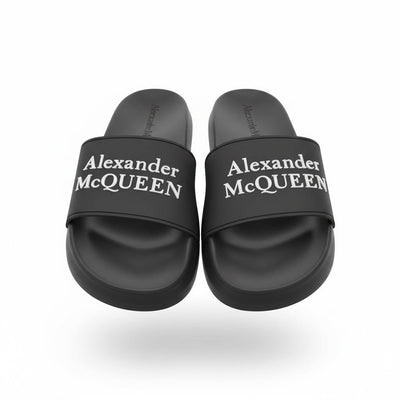 Alexander McQueen Black Logo Slides 🖤✨ | Luxury Minimal Summer Essential 🔥👑 - MASTERPIECE