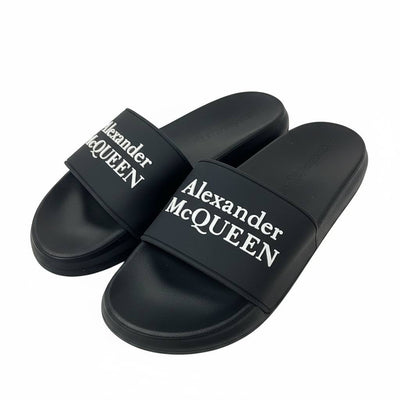 Alexander McQueen Black Logo Slides 🖤✨ | Luxury Minimal Summer Essential 🔥👑 - MASTERPIECE