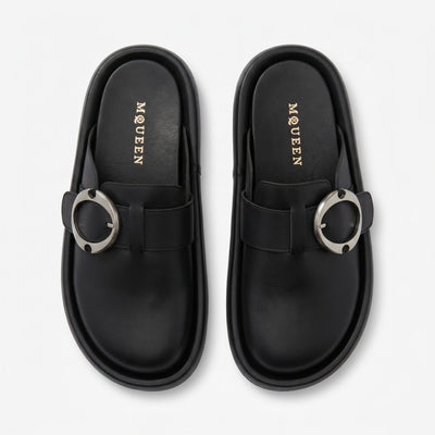 Alexander McQueen Classic Buckle Mule Loafers – Black - MASTERPIECE