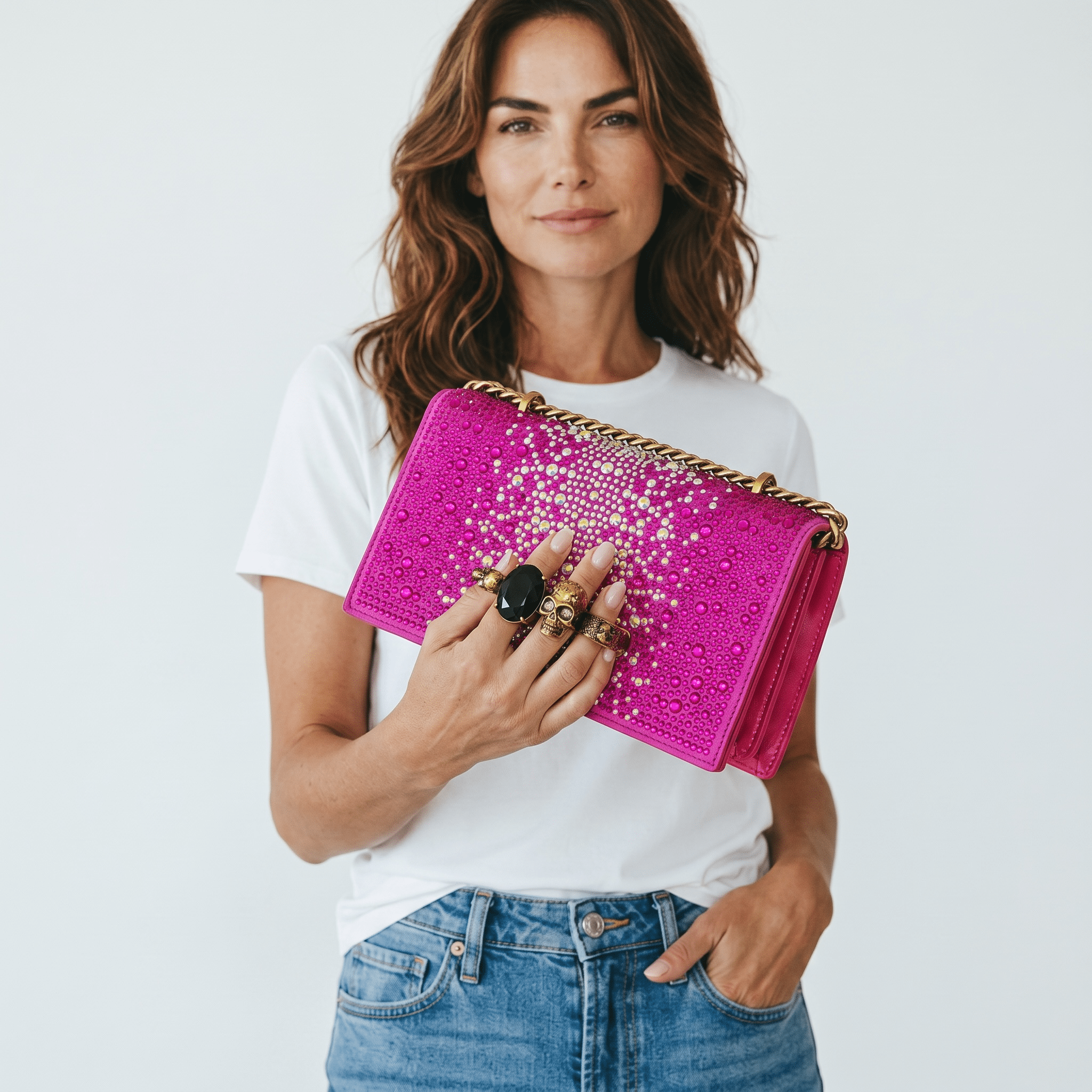 Alexander McQueen Fuchsia Crystal Skull Clutch 💖✨☠️ - MASTERPIECE