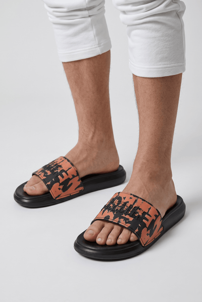 Alexander McQueen Graffiti Slides — Black & Orange - MASTERPIECE