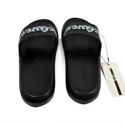 ALEXANDER MCQUEEN Luxury Black Slide Sandals – Bold Logo Statement & Premium Comfort 👟✨ - MASTERPIECE