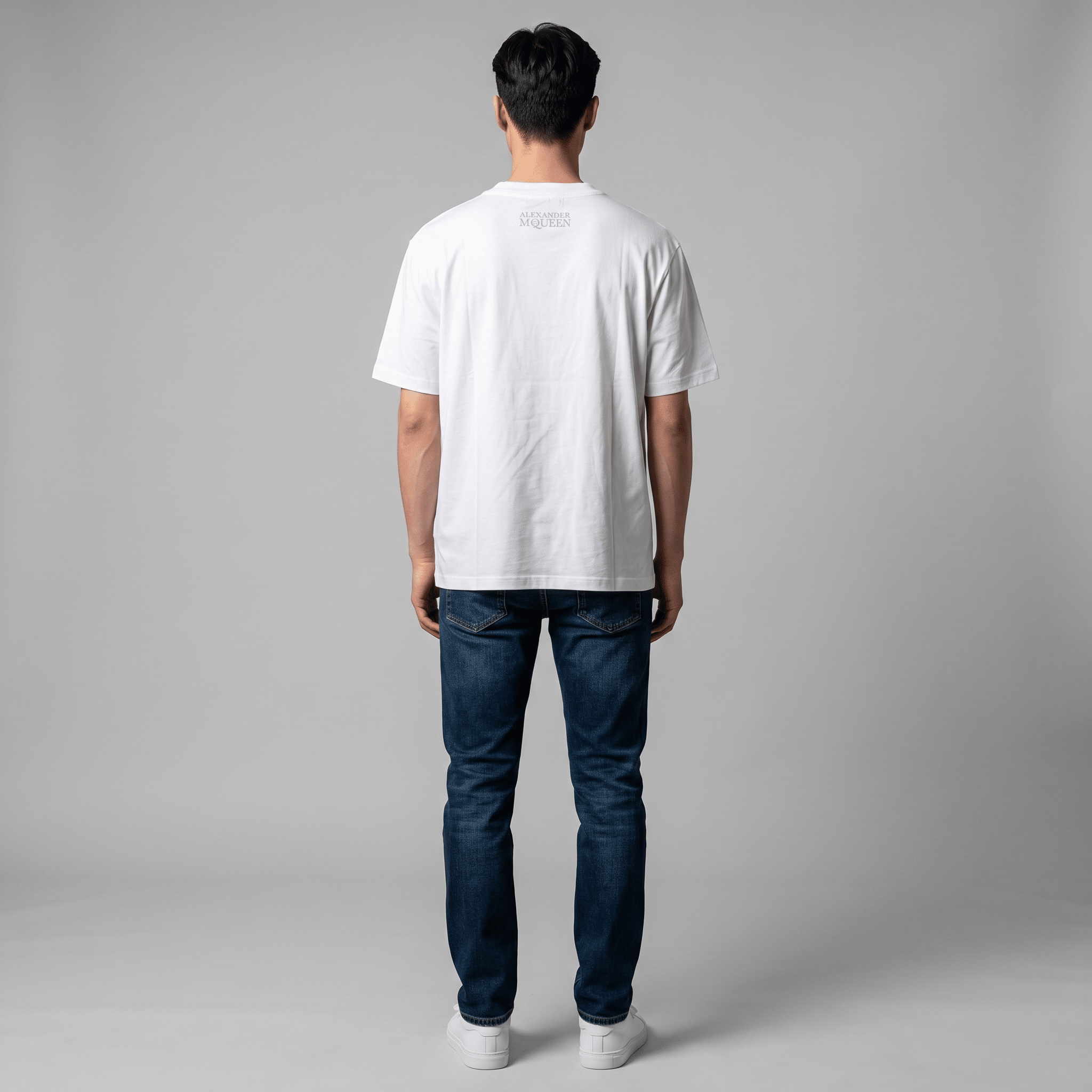 Alexander McQueen White Fade Skull T-Shirt – Minimal Side Graphic 💀 - MASTERPIECE