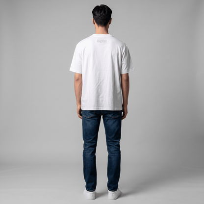 Alexander McQueen White Fade Skull T-Shirt – Minimal Side Graphic 💀 - MASTERPIECE