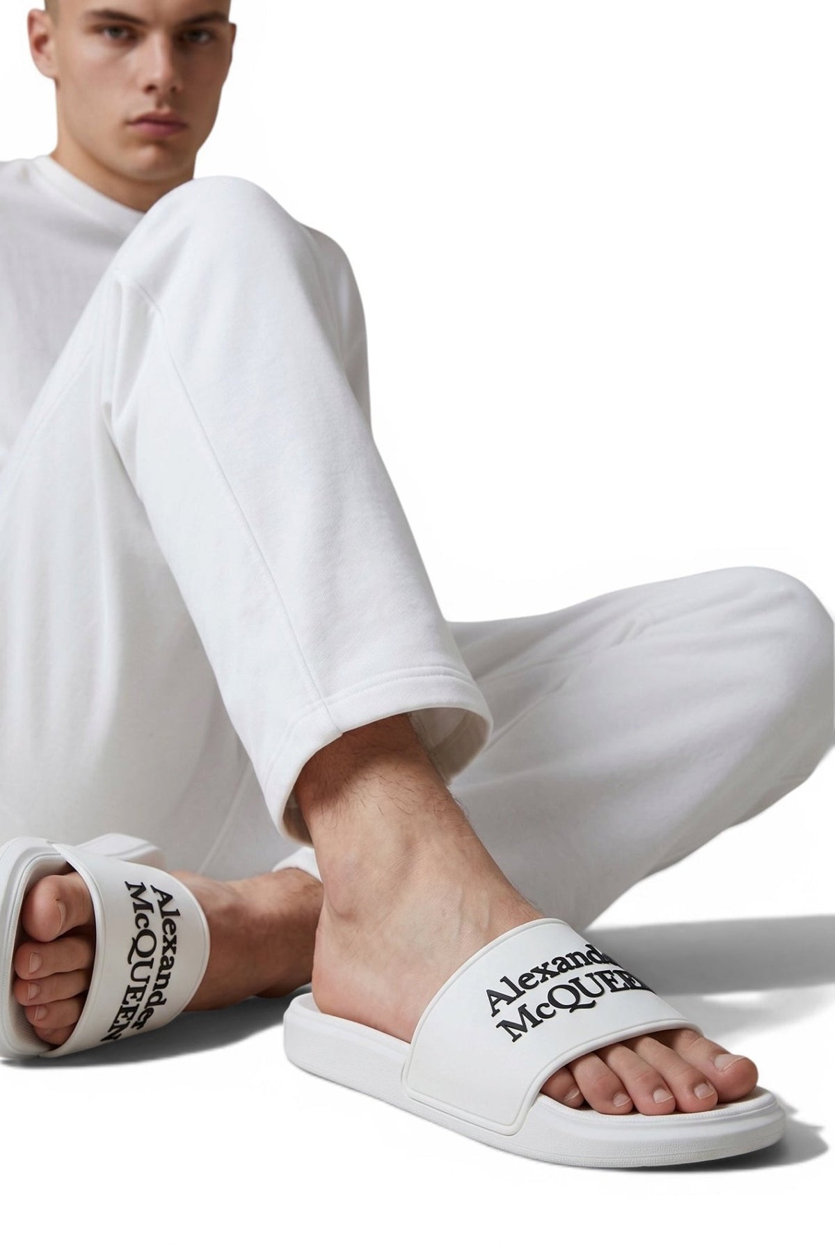 Alexander McQueen White Logo Slides 🤍✨ | Clean Luxury Summer Essential 👑🔥 - MASTERPIECE