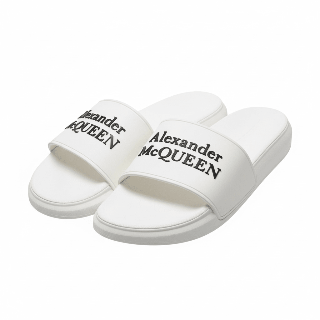 Alexander McQueen White Logo Slides 🤍✨ | Clean Luxury Summer Essential 👑🔥 - MASTERPIECE