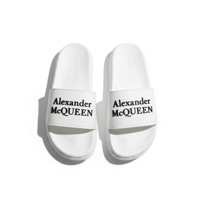 Alexander McQueen White Logo Slides 🤍✨ | Clean Luxury Summer Essential 👑🔥 - MASTERPIECE