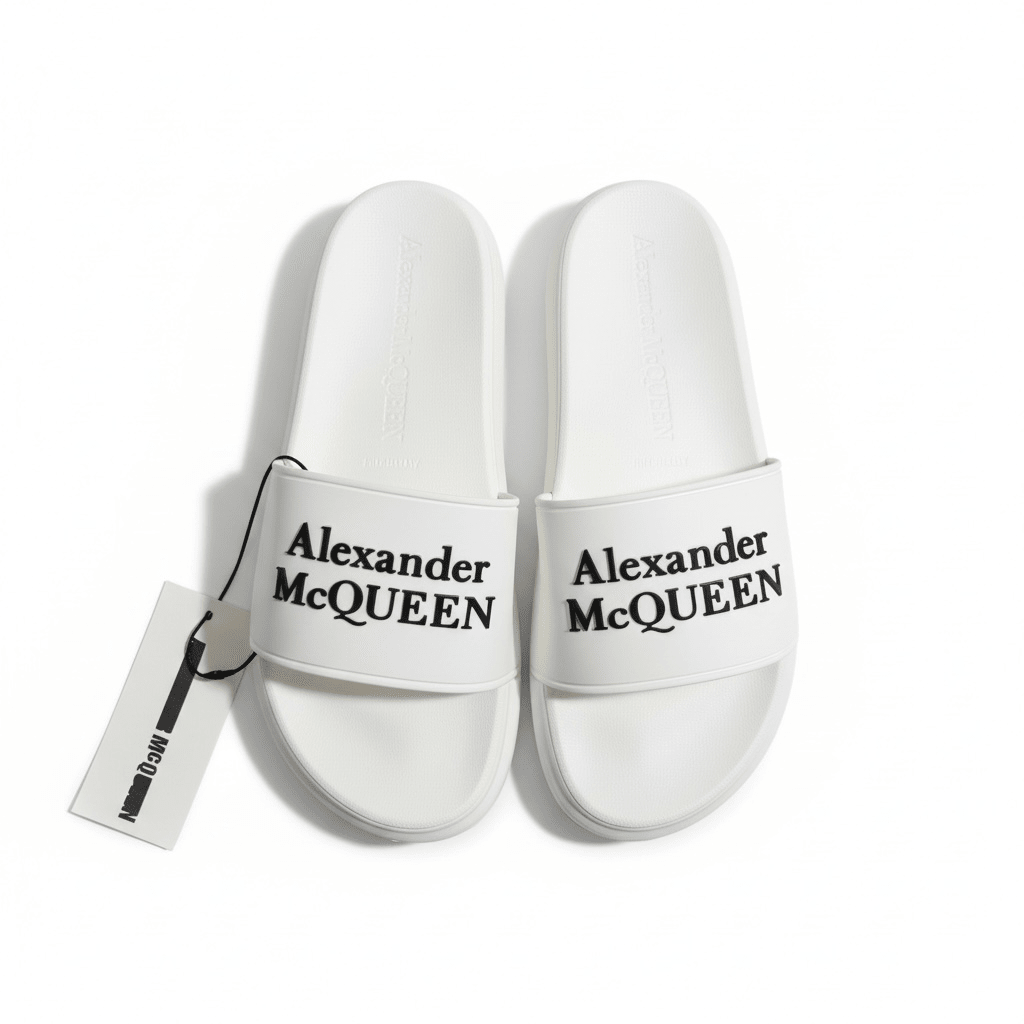 Alexander McQueen White Logo Slides 🤍✨ | Clean Luxury Summer Essential 👑🔥 - MASTERPIECE