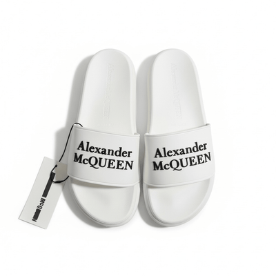 Alexander McQueen White Logo Slides 🤍✨ | Clean Luxury Summer Essential 👑🔥 - MASTERPIECE