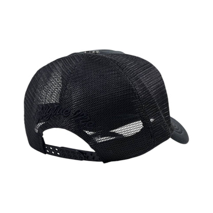 ⚫ All - Black Syna Trucker Cap | Minimal Streetwear Mesh Hat 🖤🔥 - MASTERPIECE
