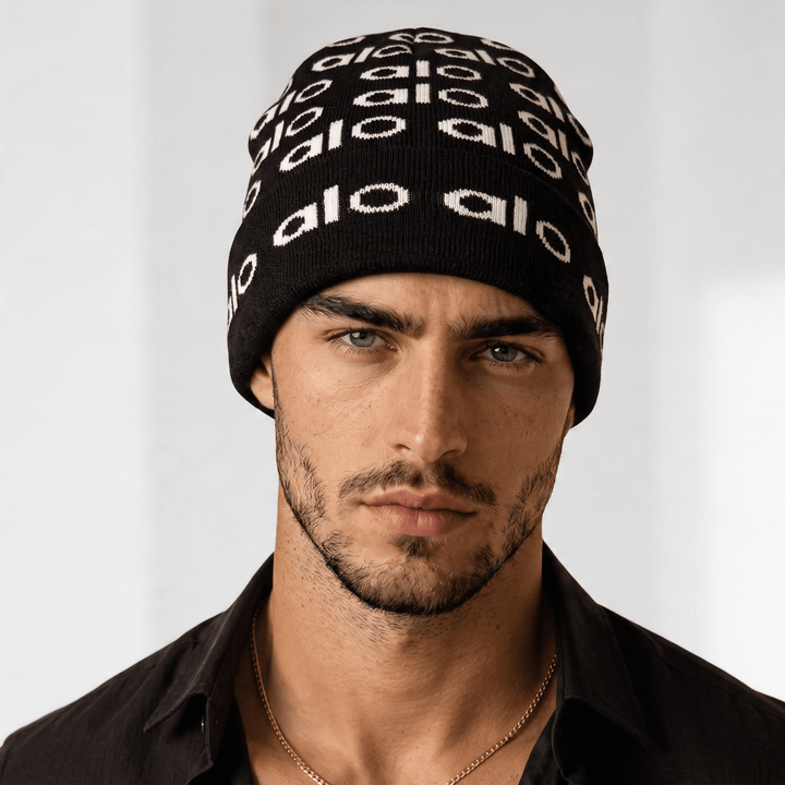 Alo Repeated Logo Knit Beanie