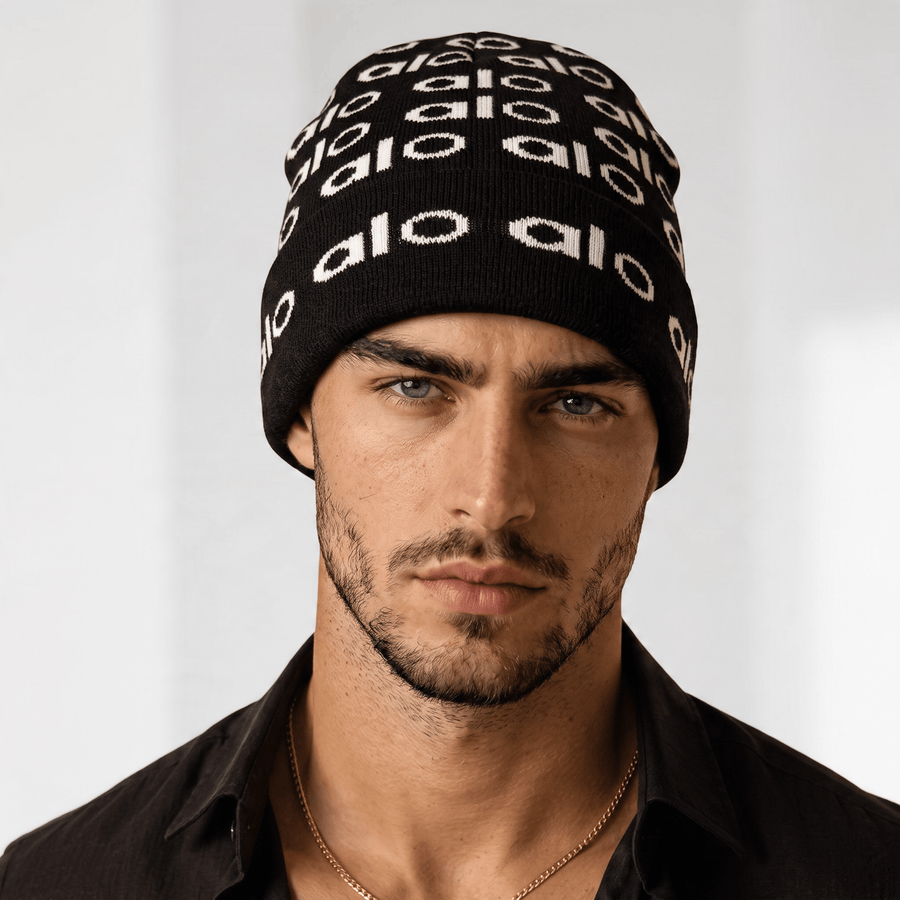 Alo Repeated Logo Knit Beanie