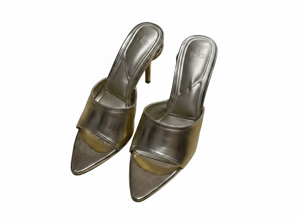 Alo Serpent Sculpted Heel Mules – Metallic Gold Edition ✨🐍 - MASTERPIECE