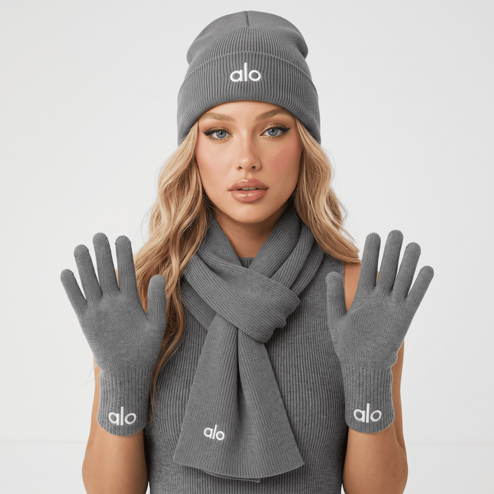 Alo Winter Knit Set — Grey