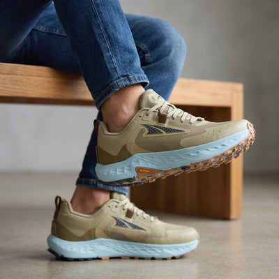 Altra Trail Shoe – Sand Tan with Sky Blue Sole 👟 - MASTERPIECE