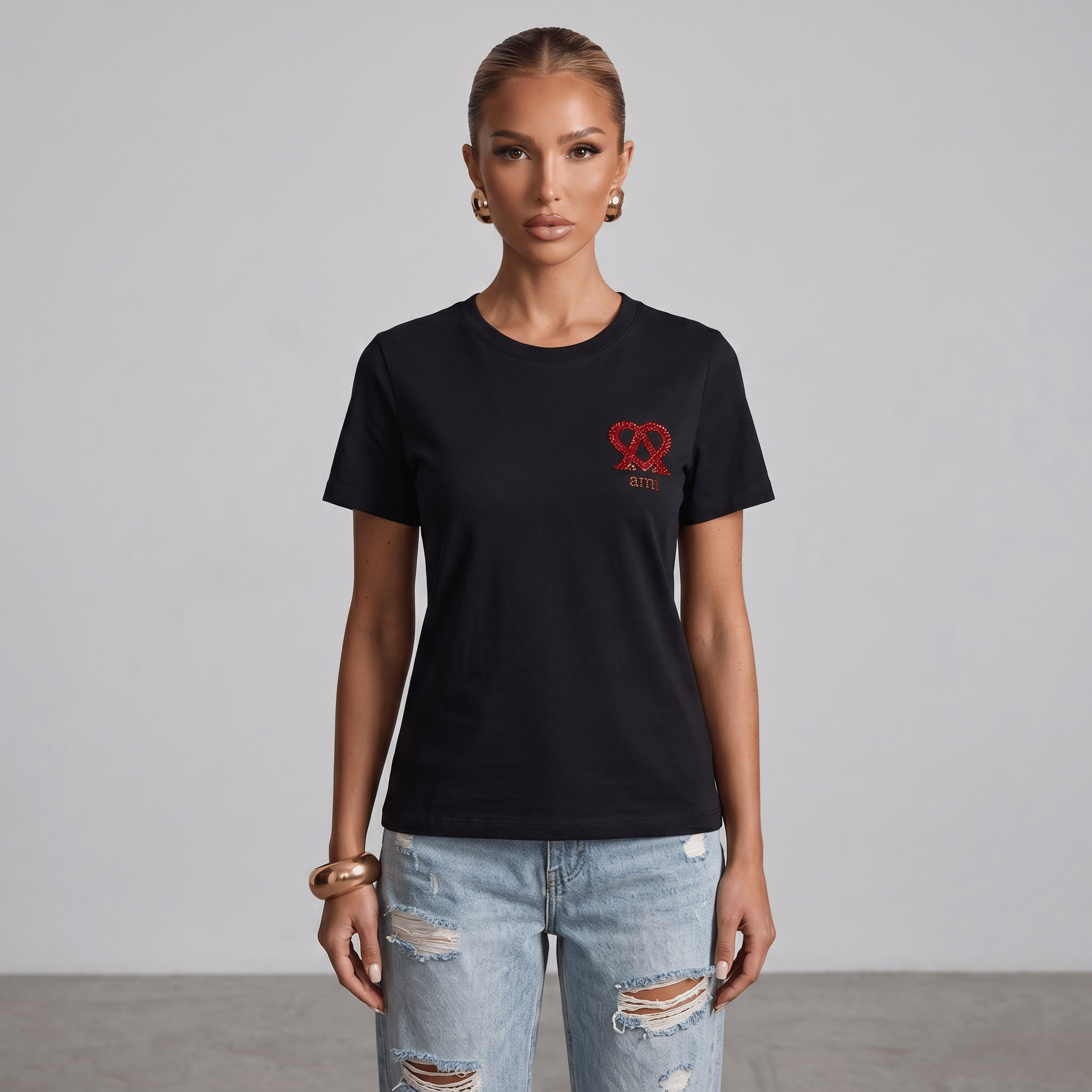AMI Paris Black Red Heart Logo T-Shirt 🖤❤️ - MASTERPIECE