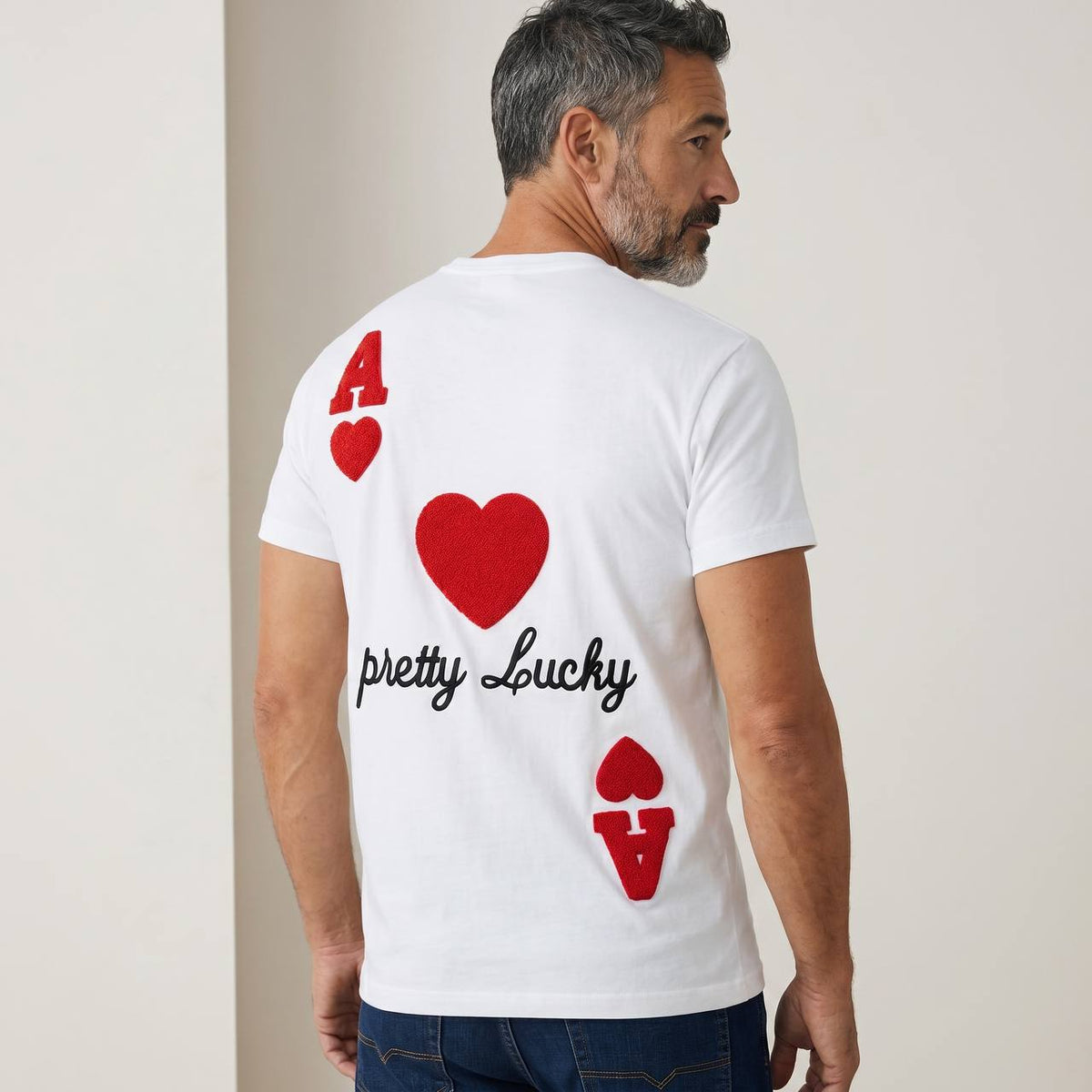 AMI Paris “Pretty Lucky” Heart Graphic T-Shirt – White Edition ❤️♠️✨ - MASTERPIECE