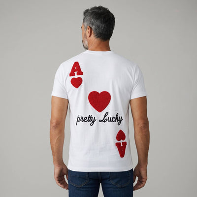 AMI Paris “Pretty Lucky” Heart Graphic T-Shirt – White Edition ❤️♠️✨ - MASTERPIECE