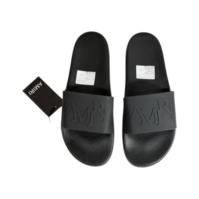 AMIRI Black Logo Slides – Premium Minimalist Luxury Sandals 🖤👡 - MASTERPIECE