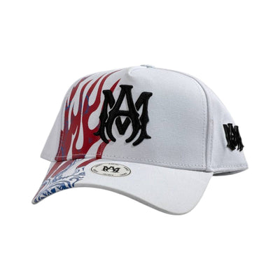 🔥 Amiri Flame Logo Cap | White Luxury Streetwear Hat 🧢 - MASTERPIECE